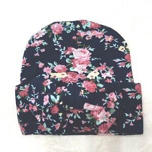 New Baby Girl Navy Flower Hat with Bow